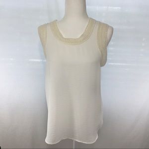 CAbi sleeveless top with crochet neck and arms szM